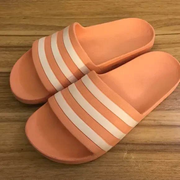 Adidas Adilette White Pink Slip On Sandals Slides Women's 8 - Picture 2 of 6